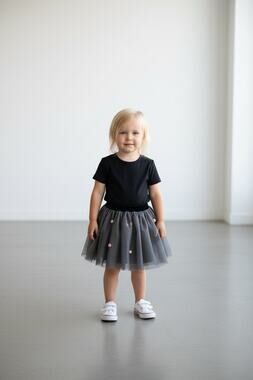 Reserved Girls Toddler Tulle Skirt Size 2T Pom-Pom Gray Ballerina Feminine